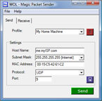 Screenshot of Wake On Lan Magic Packet Sender Free Windows Software